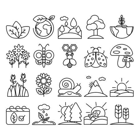 Nature linear icon packのイラスト素材