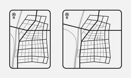 Small town vector map illustration black and whiteのイラスト素材