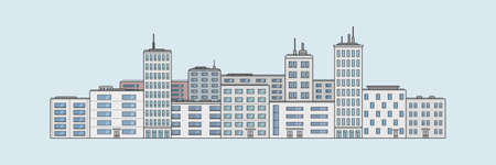 city skyline vector flat illustrationのイラスト素材