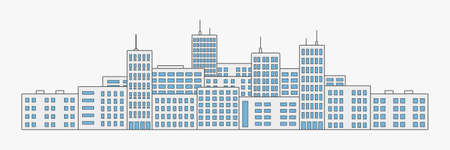 city skyline vector line illustrationのイラスト素材