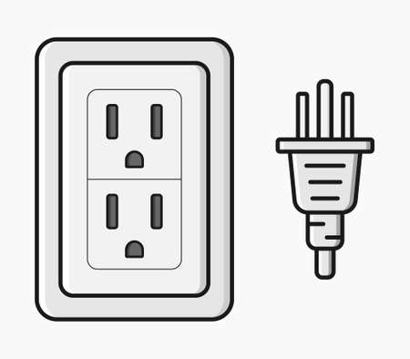power outlet plug type b vector flat illustrationのイラスト素材