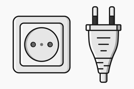 power outlet plug type c vector flat illustrationのイラスト素材