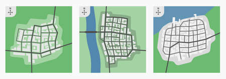 town map colored vector flat illustrationのイラスト素材