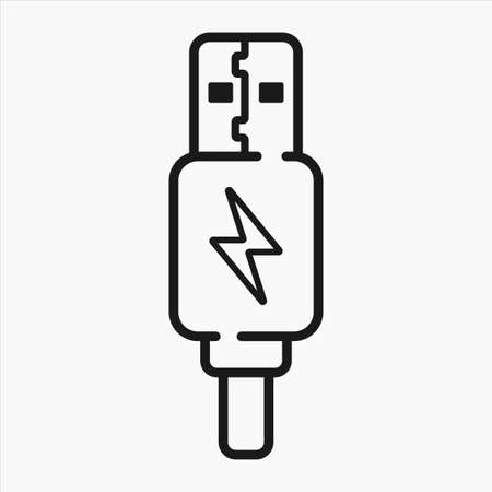 usb charger adapter line icon flat vector illustrationのイラスト素材