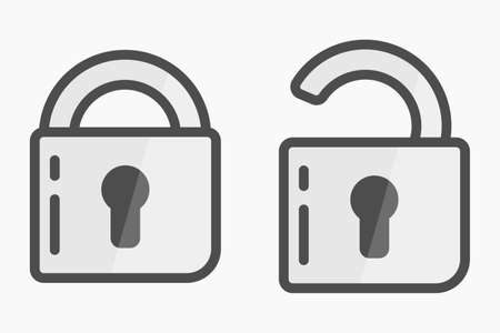padlock open closed icon vector flat illustrationのイラスト素材