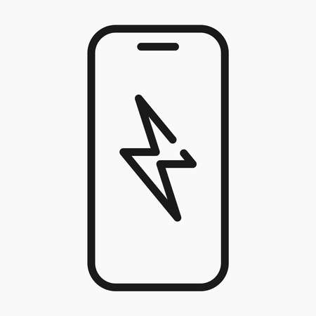 smartphone charge simple line icon vector flat illustrationのイラスト素材