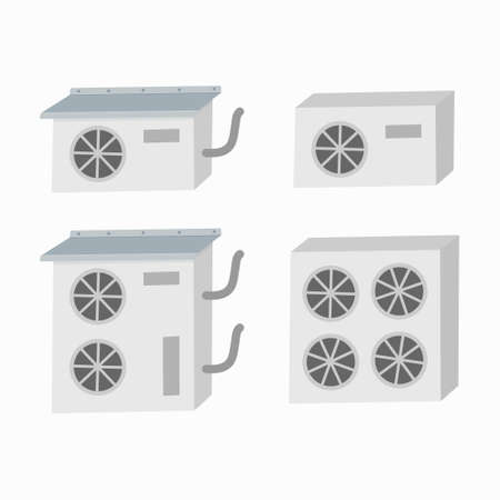 air conditioner set cartoon style vector flat illustrationのイラスト素材