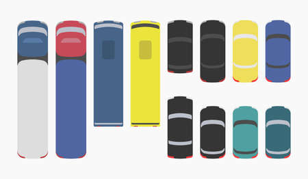 transport icons car truck bus top view vector flat iluustrationのイラスト素材