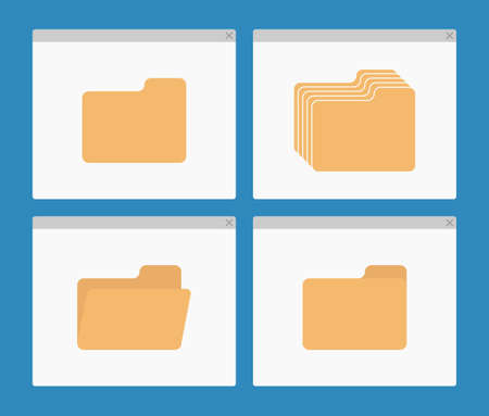 desktop interface window with folders isolated simple ui vector flat illustrationのイラスト素材
