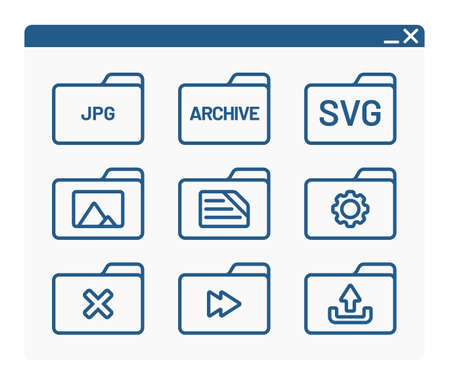 desktop interface window with folders line icon isolated simple ui vector flat illustrationのイラスト素材