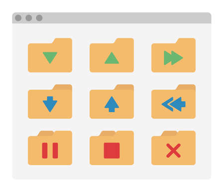 desktop interface window with folders arrow icon isolated simple ui vector flat illustrationのイラスト素材