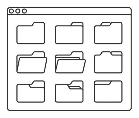 desktop interface window with folders line icon isolated simple ui vector flat illustrationのイラスト素材