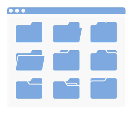 desktop interface window with folders shape icon isolated simple ui vector flat illustrationのイラスト素材