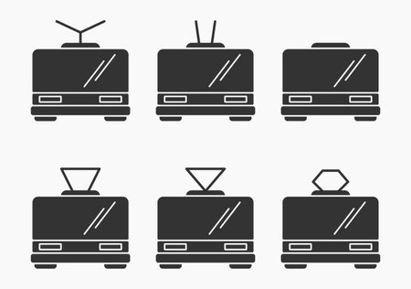 public transport bus front view shape icons vector illustrationのイラスト素材