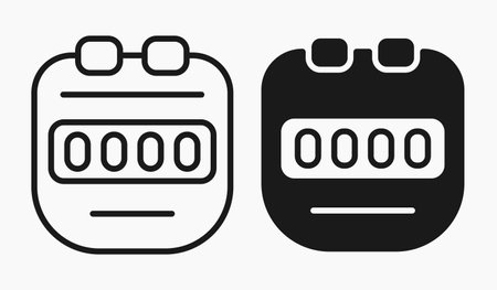 electronic stopwatch timer basic line shape icon vector flat illustrationのイラスト素材