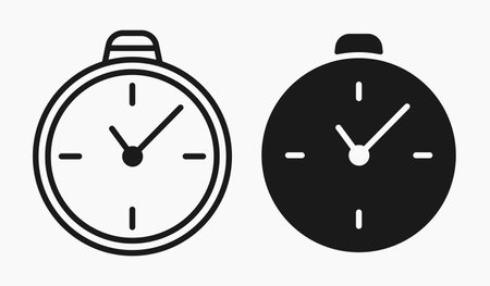Stopwatch timer basic line shape icon vector flat illustrationのイラスト素材