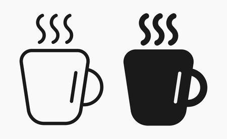 hot coffee tea cup glass line shape icon vector flat illustrationのイラスト素材