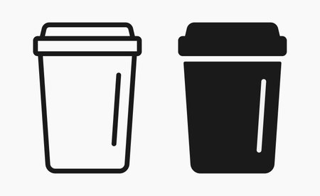 coffee tea cup line shape icon vector flat illustrationのイラスト素材