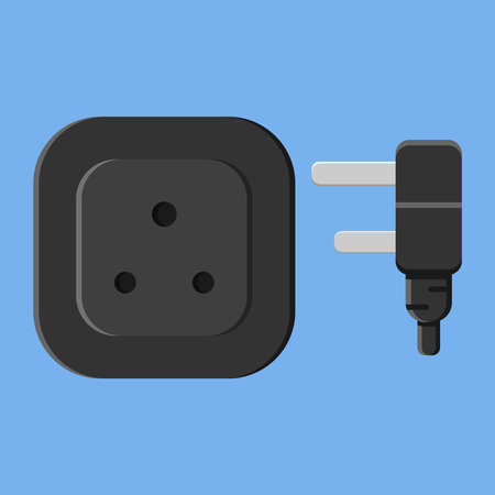 power outlet plug indian type d m black vector flat illustrationのイラスト素材