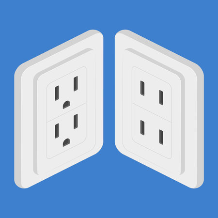 power outlet type a b isometric vector flat illustrationのイラスト素材