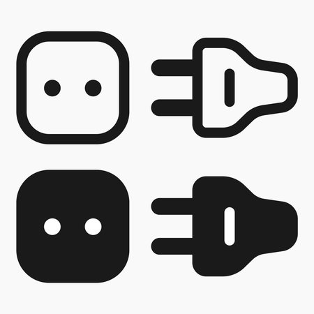 power outlet plug type f c line shape icon vector flat illustrationのイラスト素材