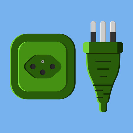 power outlet plug swiss type j green vector flat illustrationのイラスト素材
