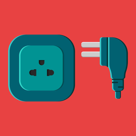 power outlet plug modern thai type o vector flat illustrationのイラスト素材
