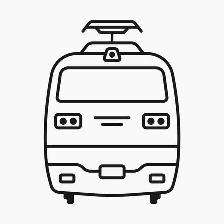 public transport train locomotive front view line icon vector flat illustrationのイラスト素材
