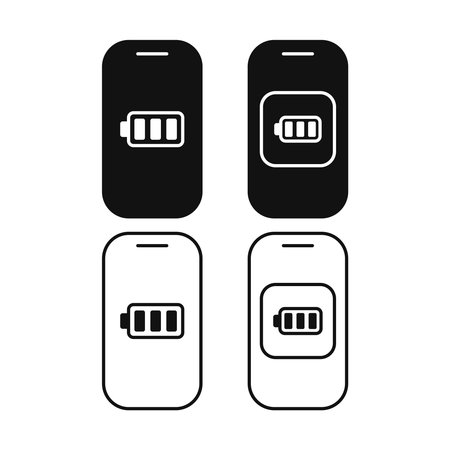 smartphone charging battery accumulator simple line shape icon vector flat illustrationのイラスト素材