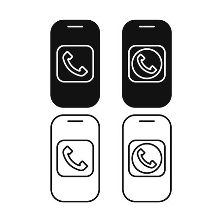 smartphone call ring simple line shape icon vector flat illustrationのイラスト素材