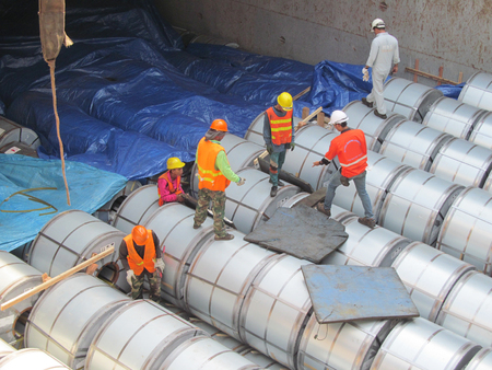 Plan to discharge steel coils.