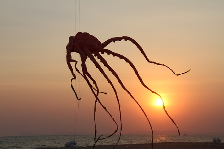 Octopus kite show in fantasy kite festival.の写真素材