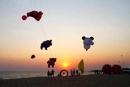 Flying fantasy kite in the skyの写真素材