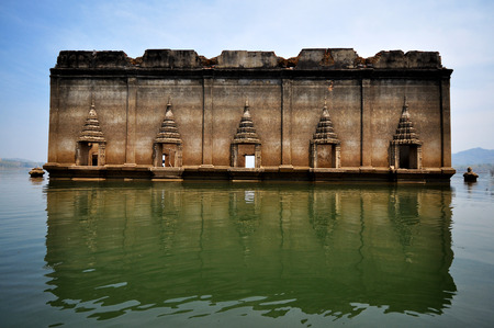 The underwater Buddhist church of Wat Wang Wiwekaramの写真素材