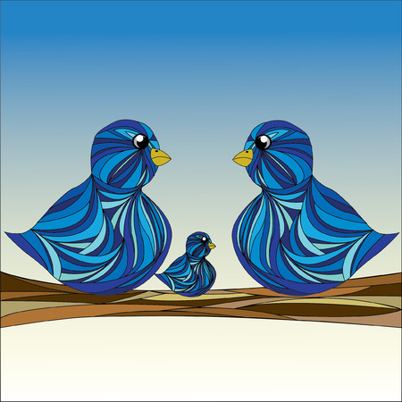 Bird familyのイラスト素材