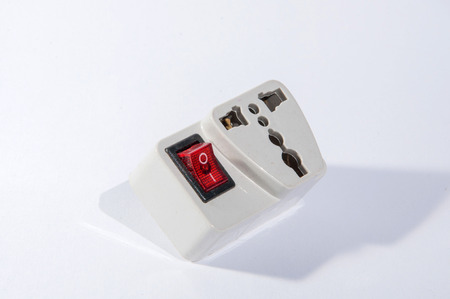 Red lighting outlet switchの写真素材