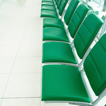 row of green chairの写真素材