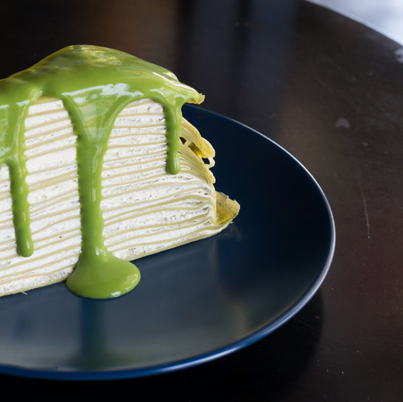 Green tea crape cakeの写真素材