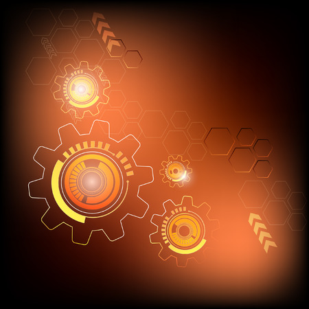 Abstract technology gears background orange colorのイラスト素材
