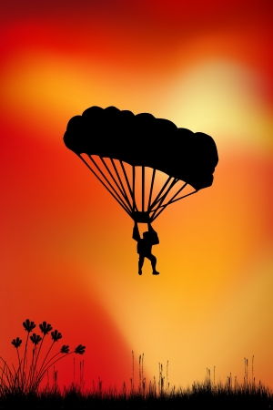 Skydiver on sky backgroundの写真素材