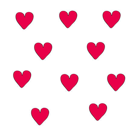 Red heart pattern on white background, Valentine's day