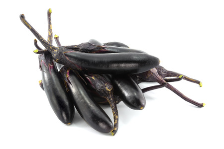fresh eggplants in white backgroundの写真素材