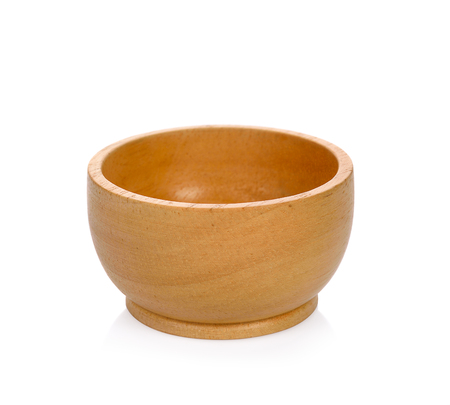 Wooden bowl isolated on White Backgroundの写真素材