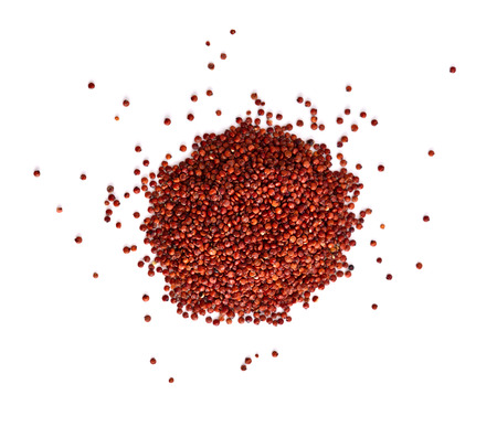red quinoa seeds on white background.Top viewの写真素材