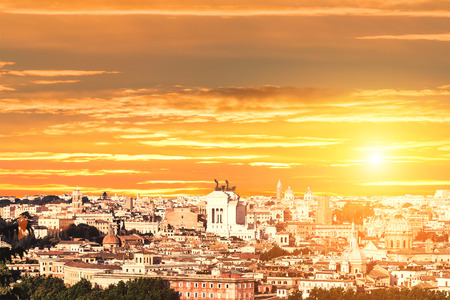Beautiful setting sun over Rome, Italyの写真素材