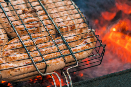 Sausages on the grillの写真素材