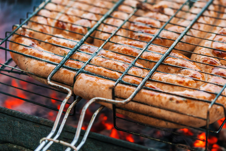 Sausages on the grillの写真素材