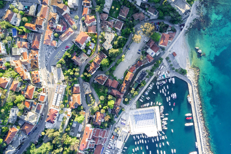 Beautiful view from the top of the city and the marinaの写真素材