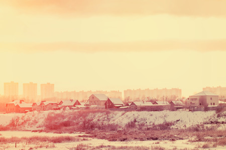 City landscape in winterの写真素材