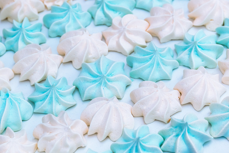 White and blue meringues, backgroundの写真素材